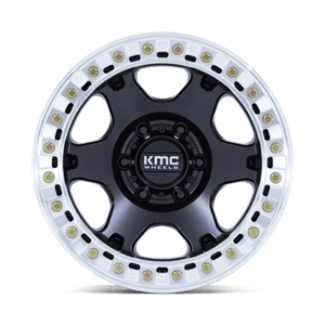KMC KM238 VI BEADLOCK Satin Black W/ Machined Ring 17x9 -12 Custom 72.6mm - Wheelwiz
