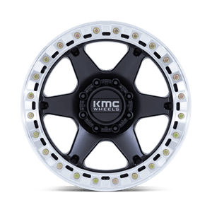 KMC KM238 VI BEADLOCK Satin Black W/ Machined Ring 20x10 -48 6x135mm 87.1mm - Wheelwiz