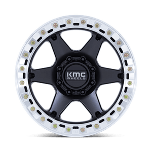 KMC KM238 VI BEADLOCK Satin Black W/ Machined Ring 20x10 -48 Custom 108mm - Wheelwiz