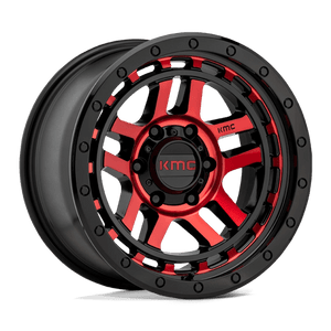 KMC KM540 RECON Gloss Black Mach W/ Red Tint 17x8.5 +18 6x139.7mm 106.1mm - Wheelwiz