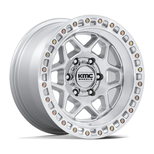KMC KM553 TORX Gloss Silver W/ Machined Face 17x8.5 0 6x139.7mm 106.1mm - Wheelwiz