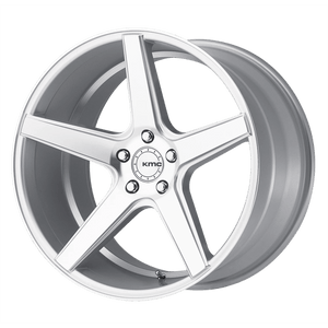 KMC KM685 DISTRICT Silver Machined 22x8.5 +40 5x112mm 66.6mm - WheelWiz