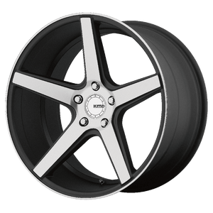 KMC KM685 DISTRICT Satin Black Machined Face 20x10.5 +45 5x112mm 66.6mm - WheelWiz