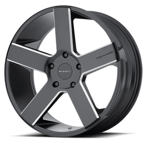 KMC KM690 MC 5 Satin Black Black With Milled Spokes 20x8.5 +35 5x150mm 110.1mm - WheelWiz