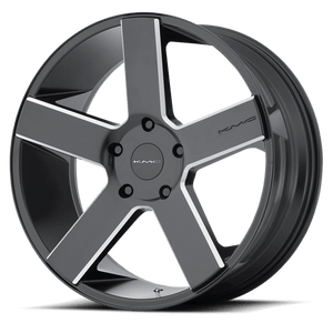 KMC KM690 MC 5 Satin Black Black With Milled Spokes 20x8.5 +15 5x139.7mm 108mm - WheelWiz