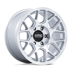 KMC KM730 HATCHET Gloss Silver W/ Machined Face 17x8.5 -10 6x139.7mm 106.1mm - Wheelwiz