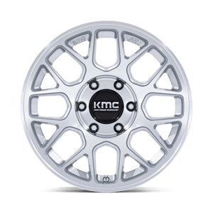 KMC KM730 HATCHET Gloss Silver W/ Machined Face 17x8.5 -10 6x139.7mm 106.1mm - Wheelwiz