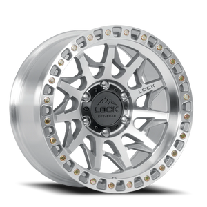 Lock Offroad Lunatic Machined Silver W/ Clear Coat 17x9 -12 5x127mm 71.5mm