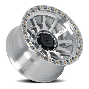 Lock Offroad Lunatic Machined Silver W/ Clear Coat 17x9 -12 5x127mm 71.5mm