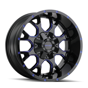 Mayhem WARRIOR Gloss black milled prism blue 18x9 -12 6x135|6x139.7mm 106mm - Wheelwiz