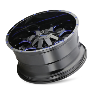 Mayhem WARRIOR Gloss black milled prism blue 17x9 -12 6x135|6x139.7mm 106mm - Wheelwiz