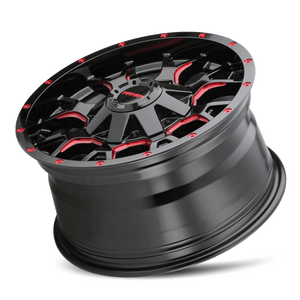 Mayhem WARRIOR Gloss black milled prism red 17x9 -12 6x135|6x139.7mm 106mm - Wheelwiz