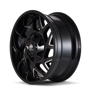 Mayhem HATCHET Gloss black milled 20x9 +18 8x165.1|8x170mm 130.8mm - Wheelwiz