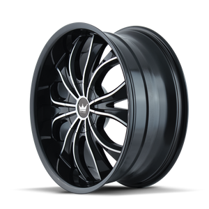 Mazzi HUSTLER Gloss black machined 22x9.5 +35 5x114.3|5x120mm 74.1mm - Wheelwiz