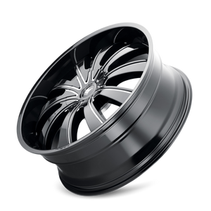 Mazzi ROLLA Gloss black milled 24x9.5 +18 5x127|5x139.7mm 87mm - Wheelwiz