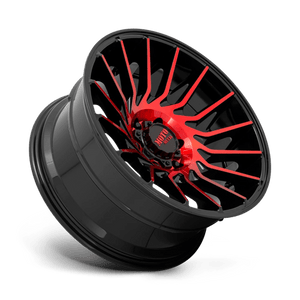 Moto Metal MO807 Gloss Black Mach W/ Red Tint 20x10 -18 6x139.7mm 106.1mm - Wheelwiz