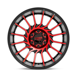 Moto Metal MO807 Gloss Black Mach W/ Red Tint 22x12 -44 5x127mm 71.5mm - Wheelwiz