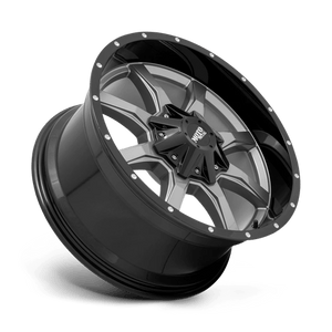 Moto Metal MO970 Gloss Gray Center Gloss Black Lip 22x10 -18 8x180mm 124.2mm - WheelWiz