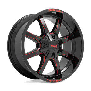 Moto Metal MO970 G-blk Milled Red Moto Metal Lp 20x10 -18 8x165.1mm 125.1mm - Wheelwiz