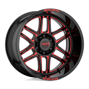 Moto Metal MO992 FOLSOM Gloss Black Milled W/ Red Tint 20x10 -18 8x165.1mm 125.1mm - Wheelwiz
