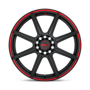 Motegi MR142 CS8 Satin Black W/ Red Stripe 16x7 +40 5x108|5x114.3mm 72.6mm - Wheelwiz