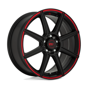 Motegi MR142 CS8 Satin Black With Red Stripe 16x7 +40 5x112|5x114.3mm 72.6mm - WheelWiz