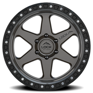 Lock Offroad Olympus Matte Grey W/ Matte Black Ring 17x9 -12 5x127mm 71.6mm
