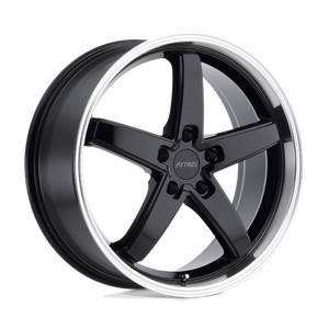 Petrol P1B Gloss Black W/ Mach Cut Lip 19x8 +40 5x114.3mm 76.1mm
