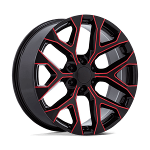 OE Creations PR177 Gloss Black Red Milled 24x10 +24 6x139.7mm 78.1mm - Wheelwiz
