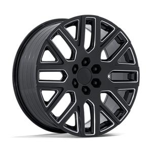OE Creations PR231 Gloss Black Milled 22x9 +28 6x139.7mm 78.1mm - Wheelwiz