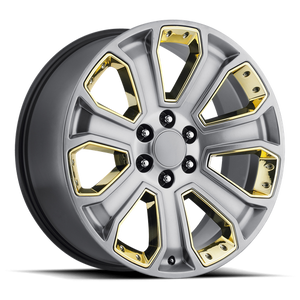 OE Creations PR162 Silver With Chrome Accents 22x9 +24 6x139.7mm 78.1mm - WheelWiz