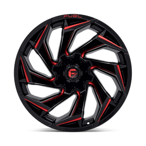Fuel Offroad D755 REACTION Gloss Black Milled W/ Red Tint 22x12 -44 8x180mm 124.2mm - Wheelwiz