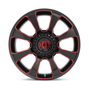 XD Series XD854 REACTOR Gloss Black Milled W/ Red Tint 20x10 -18 5x127|5x139.7mm 78.1mm - Wheelwiz