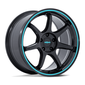 Rotiform RC208 BPU Gloss Black W/ Teal Stripe 18x8.5 +35 5x120mm 74.1mm