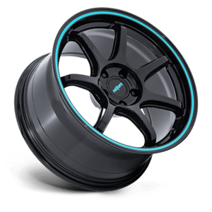 Rotiform RC208 BPU Gloss Black W/ Teal Stripe 19x9.5 +22 5x120mm 74.1mm - Wheelwiz