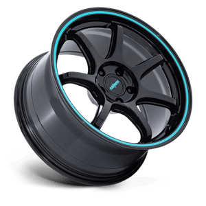 Rotiform RC208 BPU Gloss Black W/ Teal Stripe 19x8.5 +20 5x114.3mm 72.6mm - Wheelwiz