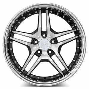 MRR RW2 Black w/ Stainless Lip 19x9.5 +25 5x114.3mm 73.1mm - Wheelwiz