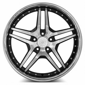 MRR RW2 Black w/ Stainless Lip 20x8.5 +35 5x108mm 73.1mm