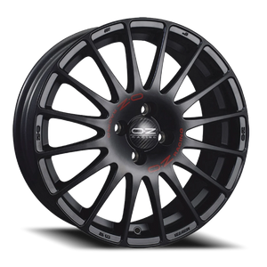 OZ Racing Superturismo Matte Black W/ Red Lettering 17x8 +35 5x112mm 75mm - Wheelwiz
