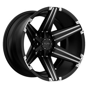 Tuff T12 Satin Black W/ Milled Spokes And Brushed Inserts 26x12 -45 8x165.1mm 125.1mm - WheelWiz