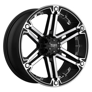 Tuff T01 Flat Black W/ Machined Face And Chrome Inserts 15x8 -13 5x127mm 78.1mm - WheelWiz