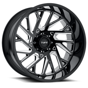 Tuff T4B Gloss Black W/ Milled Spokes 24x14 -72 8x180mm 125.1mm - WheelWiz