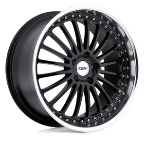 TSW SILVERSTONE Gloss Black W/ Mirror Cut Lip 19x8 +45 5x112mm 72.1mm