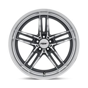 TSW SUZUKA Gloss Gunmetal W/ Mirror Cut Face & Lip 17x8 +40 5x114.3mm 76.1mm - WheelWiz