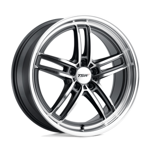TSW SUZUKA Gloss Gunmetal W/ Mirror Cut Face & Lip 17x8 +40 5x114.3mm 76.1mm - WheelWiz
