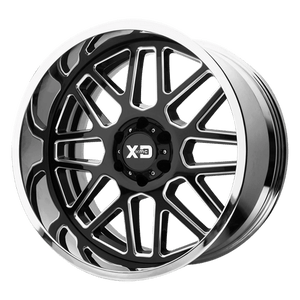 XD Series XD201 GRENADE Gloss Black Milled Center Chrome Lip 22x12 -44 6x139.7mm 106.1mm - WheelWiz