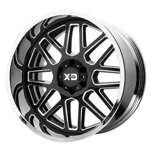 XD Series XD201 GRENADE Gloss Black Milled Center Chrome Lip 22x12 -44 6x139.7mm 106.1mm - WheelWiz