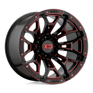 XD Series XD841 BONEYARD Gloss Black Milled With Red Tint 20x9 00 6x139.7mm 106.1mm - WheelWiz