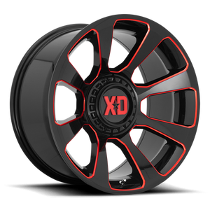 XD Series XD854 REACTOR Gloss Black Milled W/ Red Tint 20x10 -18 6x135|6x139.7mm 106.1mm