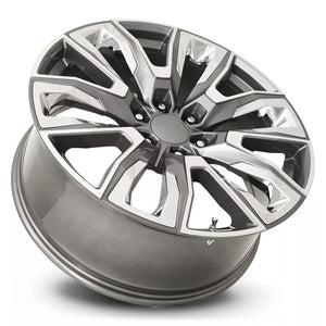 Factory Reproductions FR 207 Grey Machine Face With Chrome Inserts 22x9 +28 6x139.7mm 78.1mm